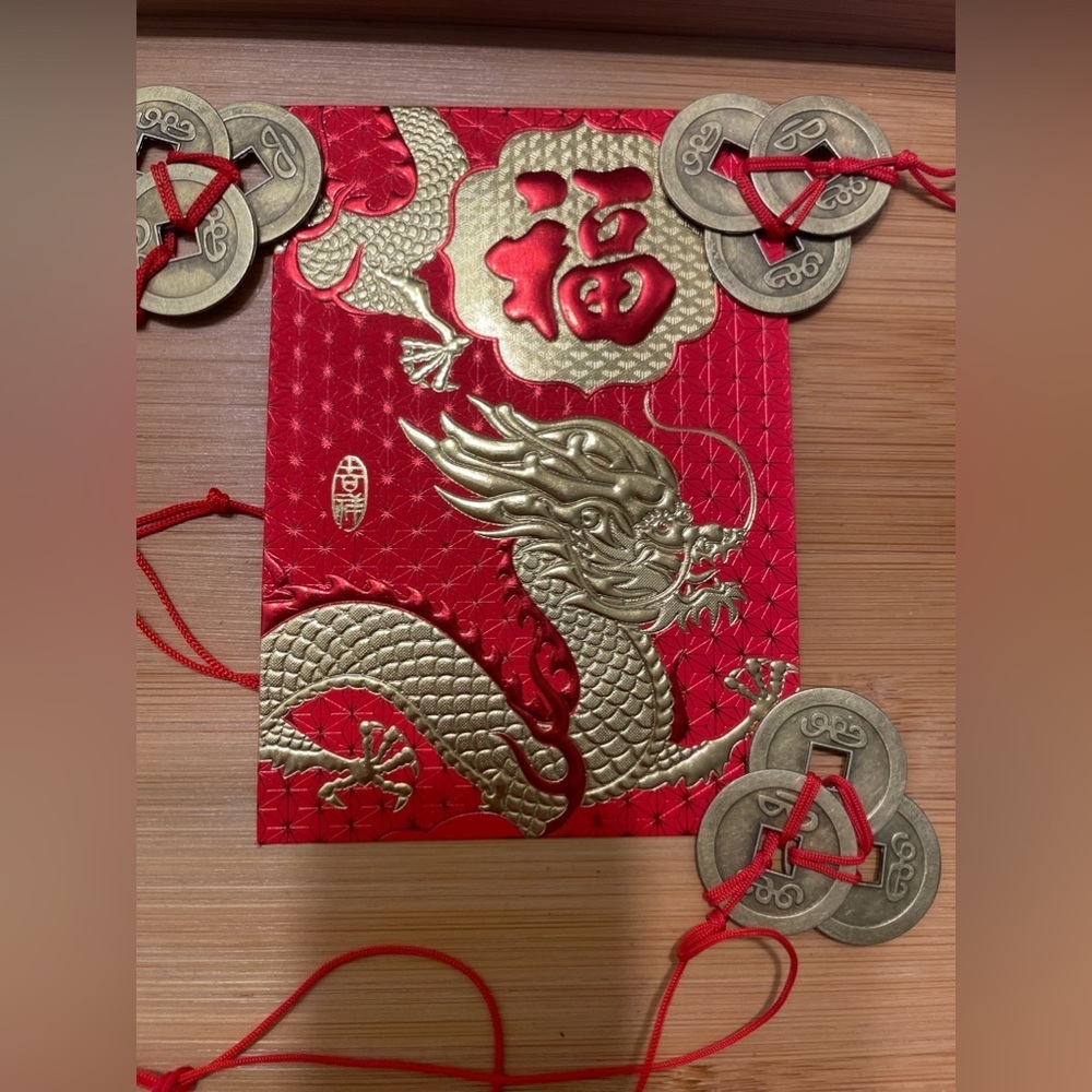 Red Lucky Money Envelope 3 Feng Shui Coin Set